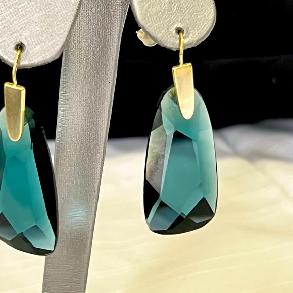 NWT Kendra Scott RARE & Retired Maize Earrings Teal & Yellow Gold FABULOUS! - Picture 9 of 9